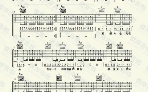 朵儿吉他谱 F调_彼岸吉他编配_赵雷