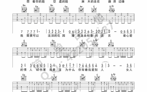 为什么你背着我爱别人吉他谱 G调简单版_简单吉他编配_许志安