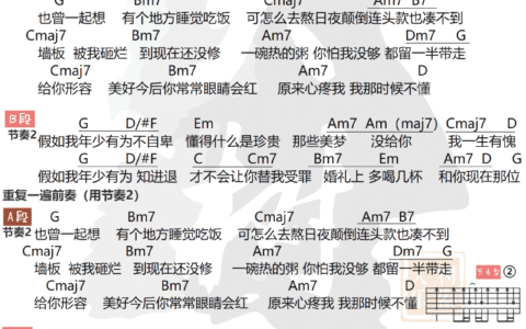 年少有为吉他谱 G调简单版_大树乐器编配_李荣浩