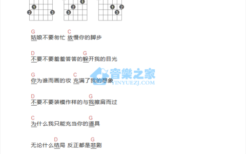 嘿姑娘吉他谱 C调和弦谱_音乐之家编配_反光镜乐队