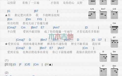 妥协吉他谱 G调_木木吉他编配_蔡依林