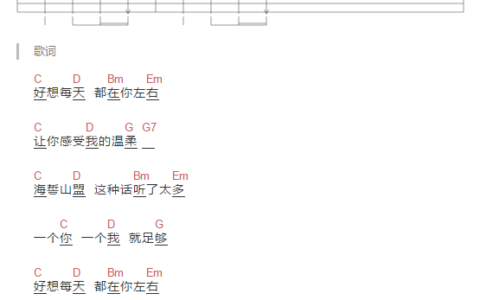 足够吉他谱 C调和弦谱简单版_周星星