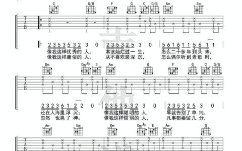 像我这样的人吉他谱 G调六线谱_完形吉他编配_毛不易
