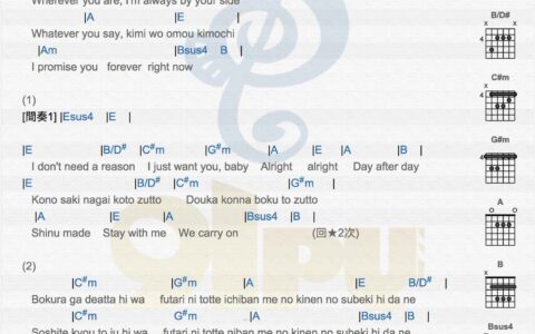 Wherever you are吉他谱 E调和弦谱_简单版_ONE OK ROCK
