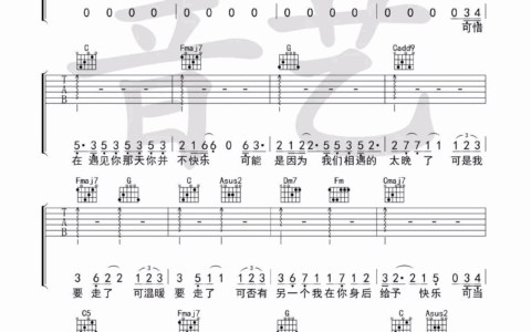 可乐吉他谱 C调附演示版_音艺吉他编配_赵浴辰