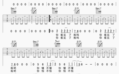 模样吉他谱 D调六线谱_张悬