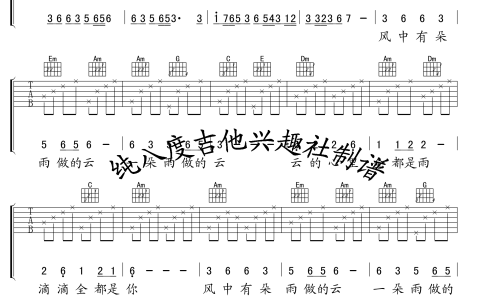 风中有朵雨做的云吉他谱 C调_纯八度吉他兴趣社编配_孟庭苇