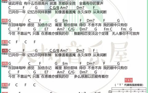 永久保存吉他谱 C调和弦谱_大树音乐屋编配_陈柏宇