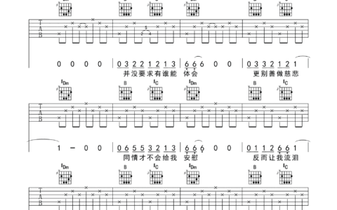 谁吉他谱 F调入门版_芃文音乐编配_廖俊涛