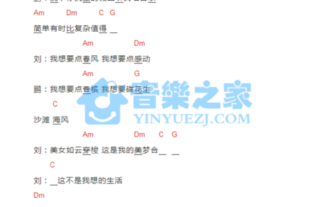 刘哈哈与大先生吉他谱 C调和弦谱_音乐之家编配_刘心