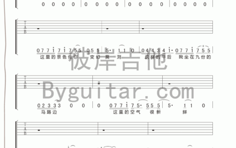 九份的咖啡店吉他谱 F调_彼岸吉他编配_陈绮贞