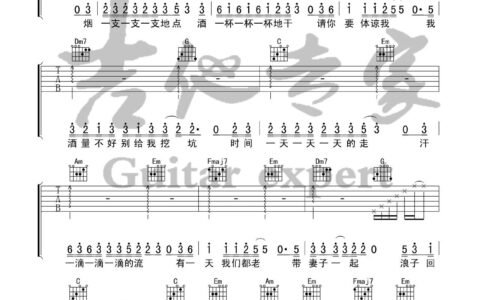 浪子回头吉他谱 C调六线谱_音艺吉他编配_茄子蛋