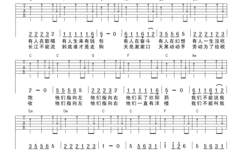他们吉他谱 C调扫弦版_彼岸吉他编配_李志