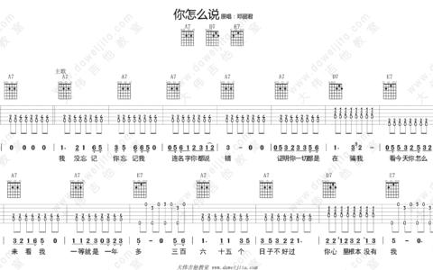 你怎么说吉他谱 A调_大伟吉他教室编配_邓丽君