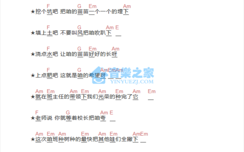 种树吉他谱 C调和弦谱_音乐之家编配_马飞