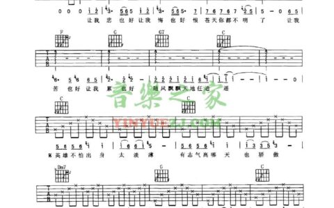 任逍遥吉他谱 C调_音乐之家编配_任贤齐