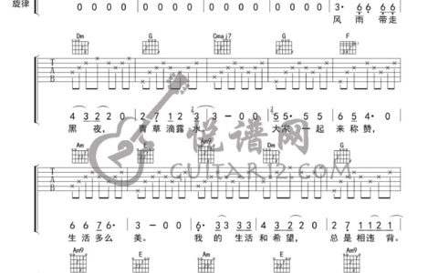 永隔一江水吉他谱 E调附前奏_悦谱网编配_王洛宾
