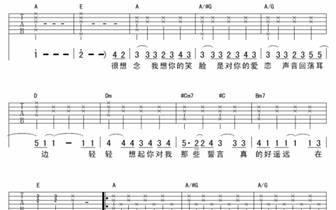 疯人愿吉他谱 A调简单版_苏波编配_魏晨