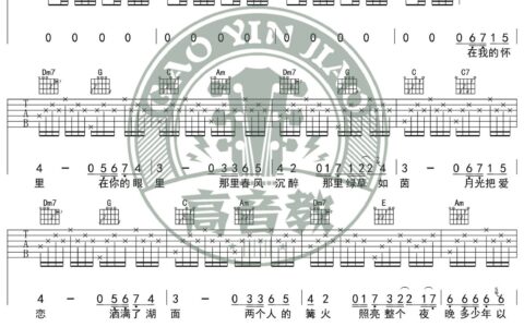 贝加尔湖畔吉他谱 C调入门版_高音教编配_李健