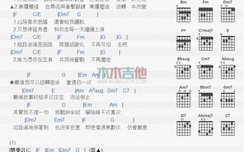 长相厮守吉他谱 F调和弦谱_木木吉他编配_ToNick