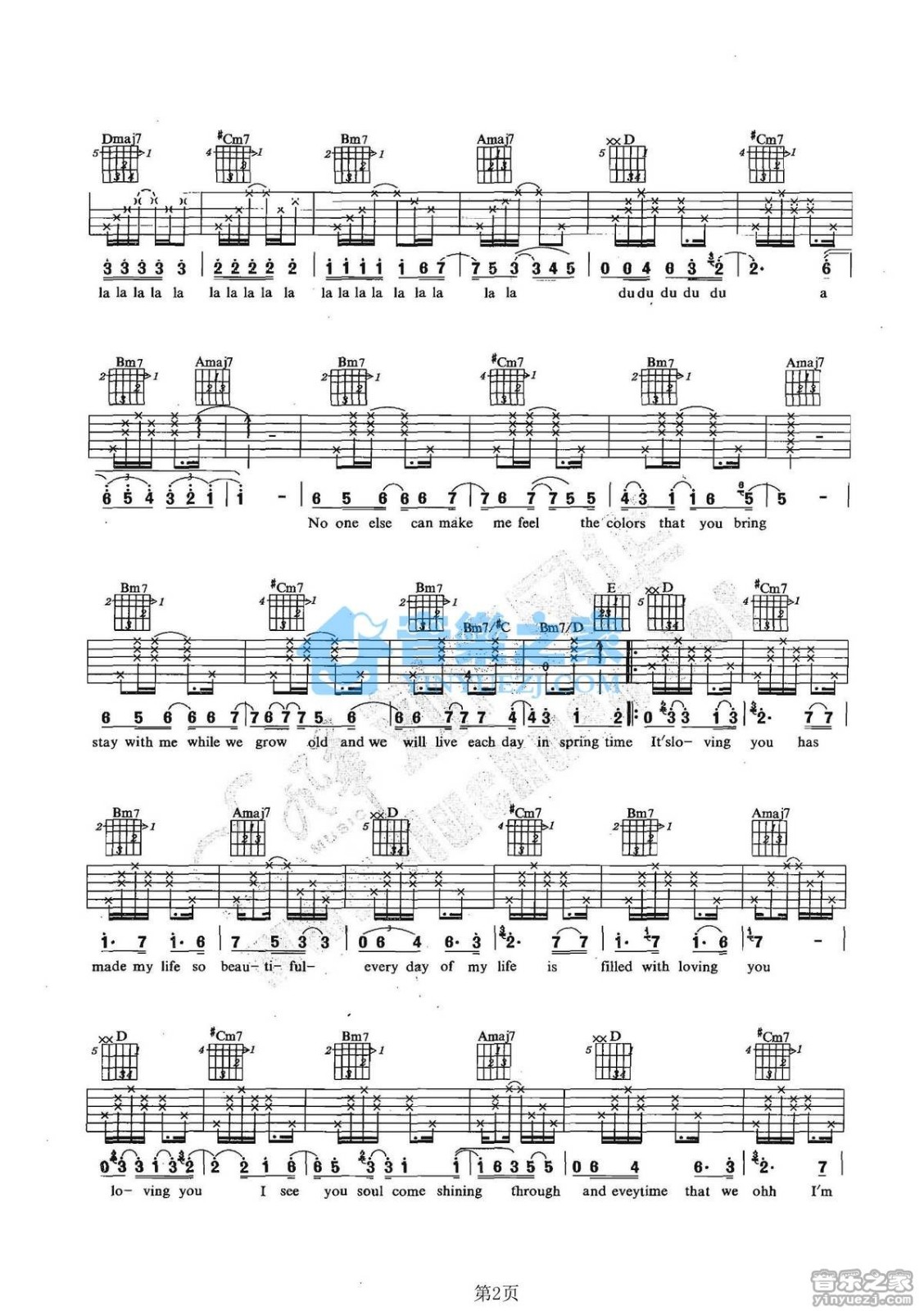 loving you吉他谱 G调六线谱_风华艺校编配_张靓颖