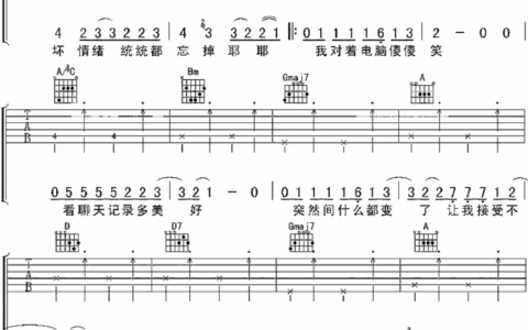 我想我不够好吉他谱 E调_简单版_单色凌