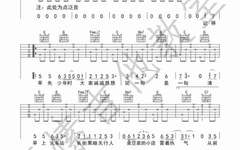 从前慢吉他谱 C调附视频版_琴愫吉他编配_刘胡轶