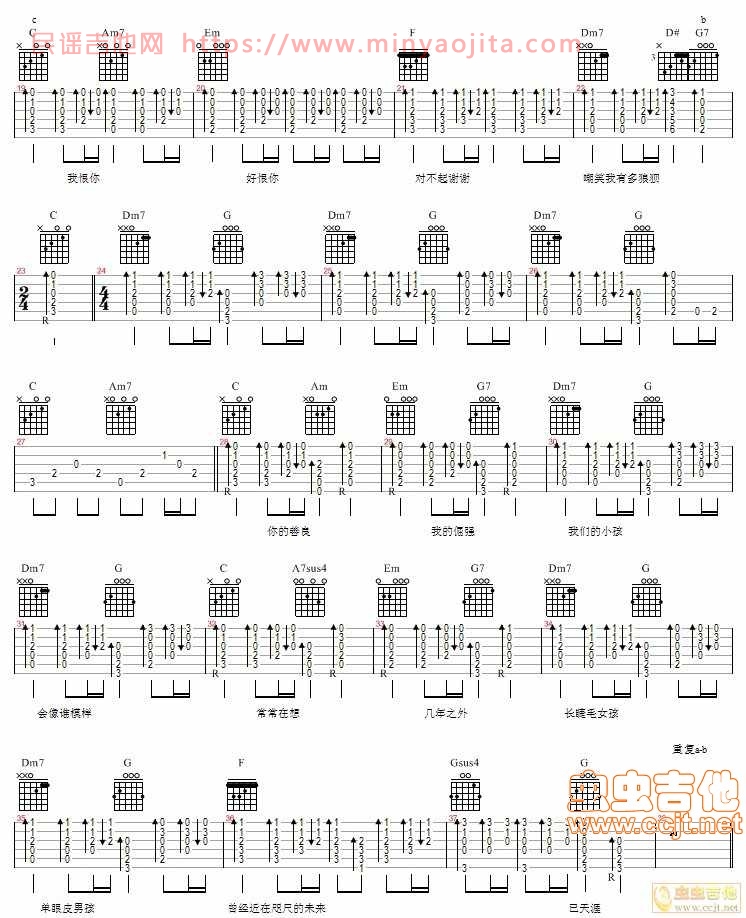 对不起谢谢吉他谱 D调六线谱_虫虫吉他编配_陈奕迅 对不起谢谢吉他谱 D调六线谱_虫虫吉他编配_陈奕迅