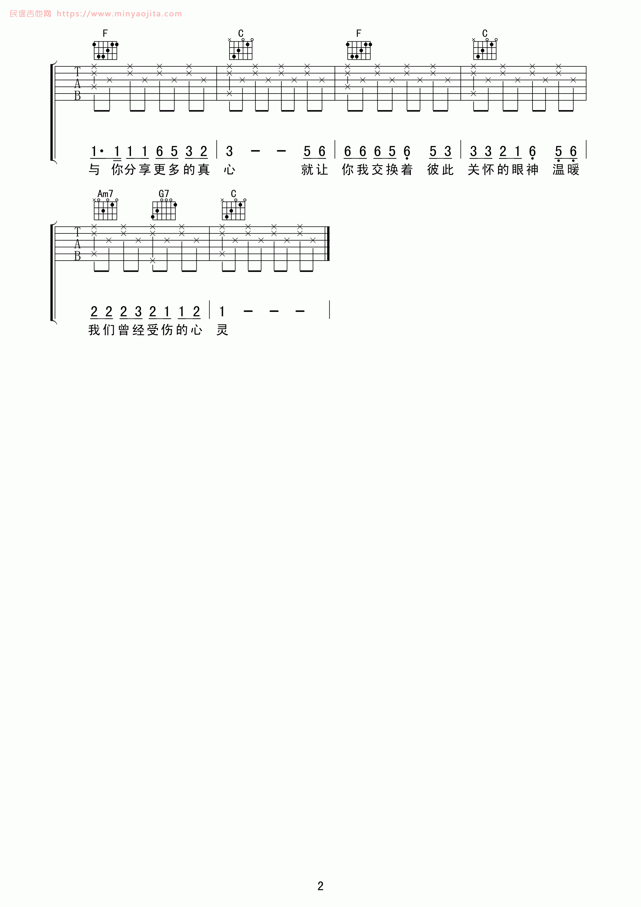 王杰1994吉他谱 C调六线谱_高清版_王杰 王杰1994吉他谱 C调六线谱_高清版_王杰