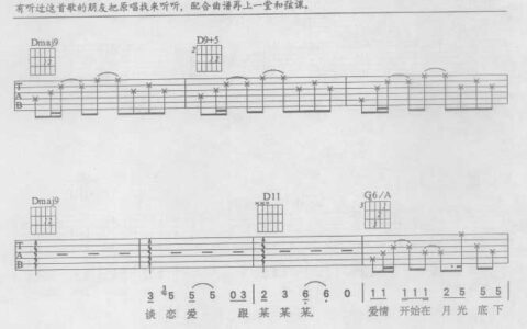 某某某吉他谱 D调六线谱_简单版_张信哲