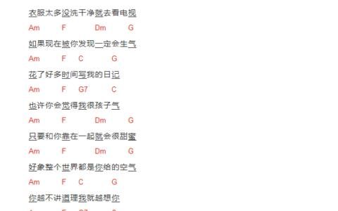 爱啦啦吉他谱 C调和弦谱版_音乐之家编配_海楠