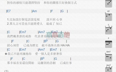 伤逝吉他谱 F调_木木吉他编配_叶倩文