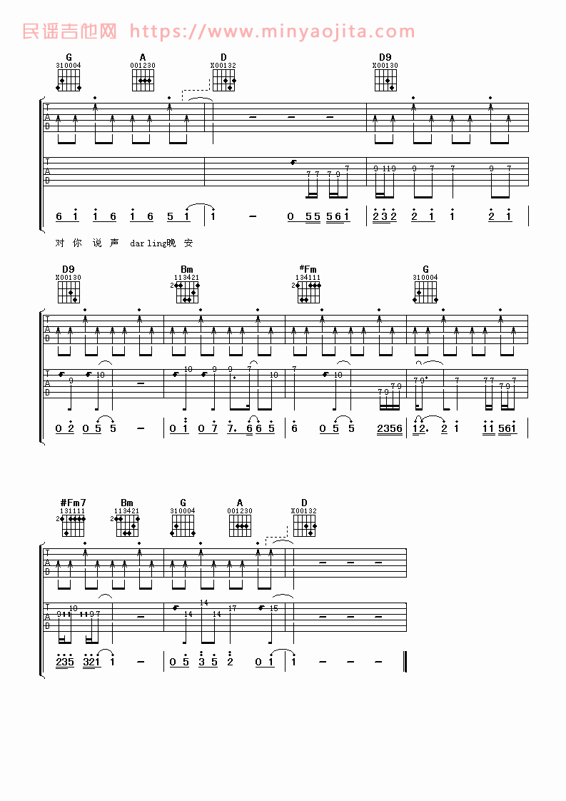 爱情木瓜吉他谱 D调扫弦版_阿潘音乐工场编配_1983组合 爱情木瓜吉他谱 D调扫弦版_阿潘音乐工场编配_1983组合