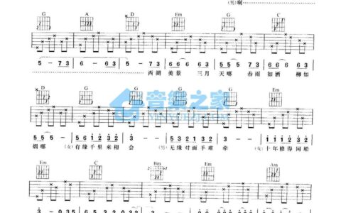 渡情吉他谱 G调_音乐之家编配_左宏元