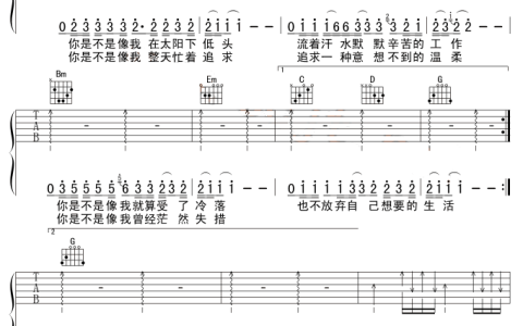 我的未来不是梦吉他谱 G调六线谱_扫弦版_张雨生