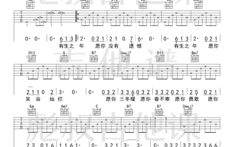 有生之年吉他谱 G调原版_彪叔吉他课制谱_孟梓