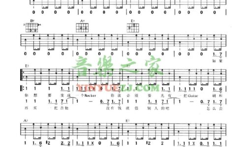 免费教学录影带吉他谱 E调扫弦版_音乐之家编配_周杰伦