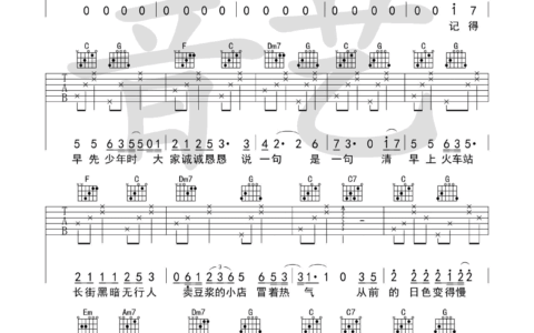 从前慢吉他谱 C调简单版_音艺吉他编配_刘胡轶