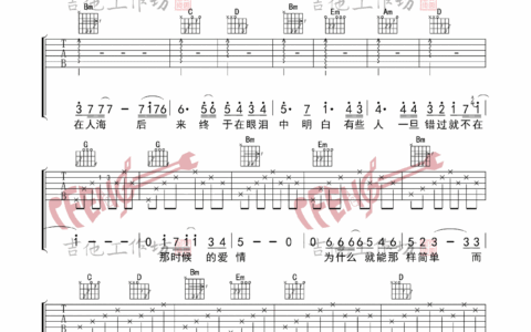 后来吉他谱 G调精选版_艾风吉他编配_李晓东