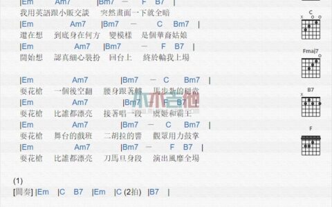 刀马旦吉他谱 A调和弦谱_木木吉他编配_李玟