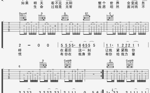 抱着你吉他谱 F调精选版_彼岸吉他编配_张震岳