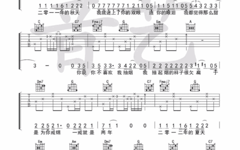 胡话日记吉他谱 C调_音艺吉他编配_王圣夫