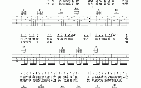 麻花辫子吉他谱 G调高清版_心动吉他编配_郑智化