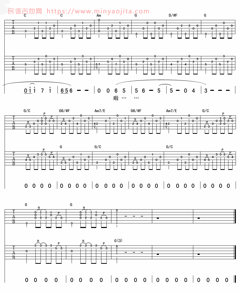 愿吉他谱 B调精选版_杨鑫编配_喜儿