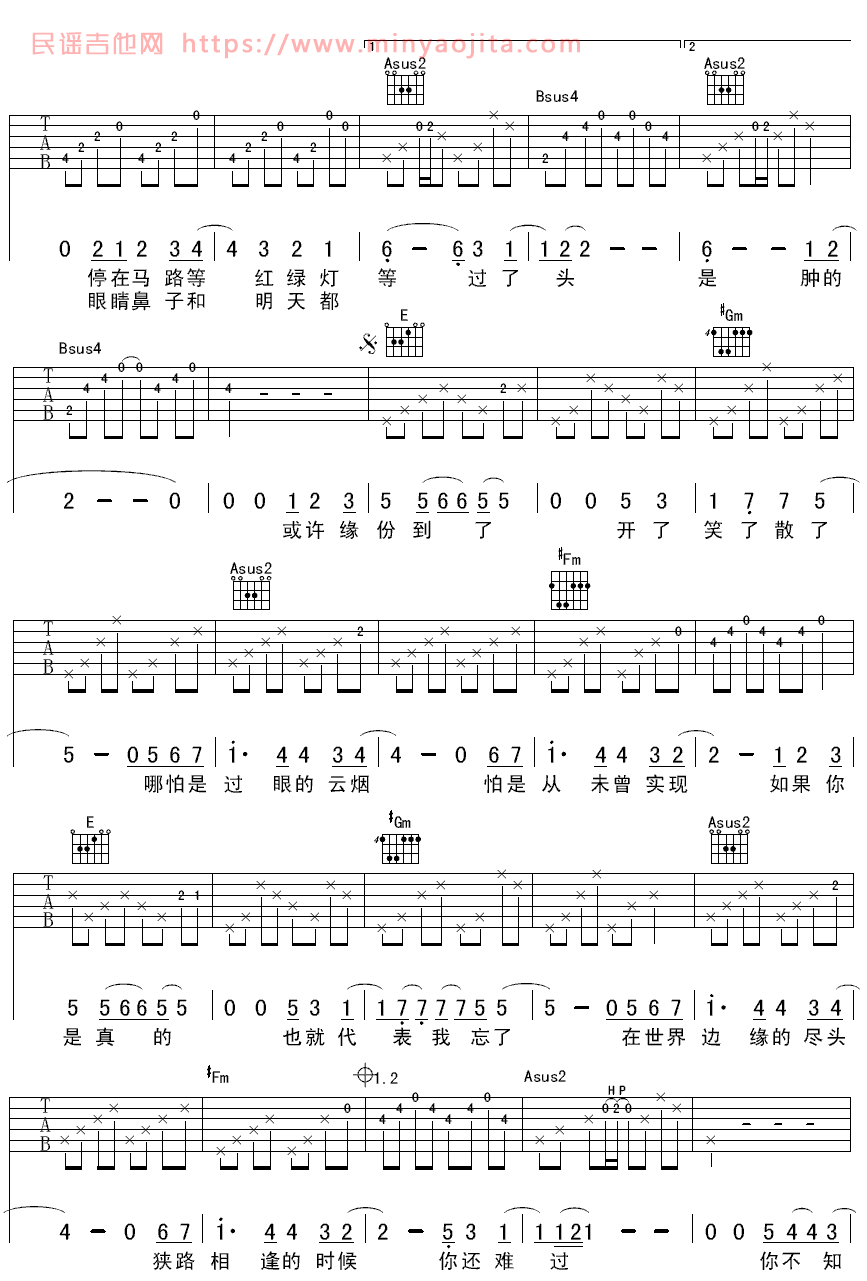 你不知道的我吉他谱 E调简单版_延麟编配_袁惟仁