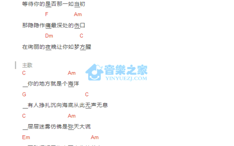 迷雾吉他谱 C调和弦谱_音乐之家编配_李健