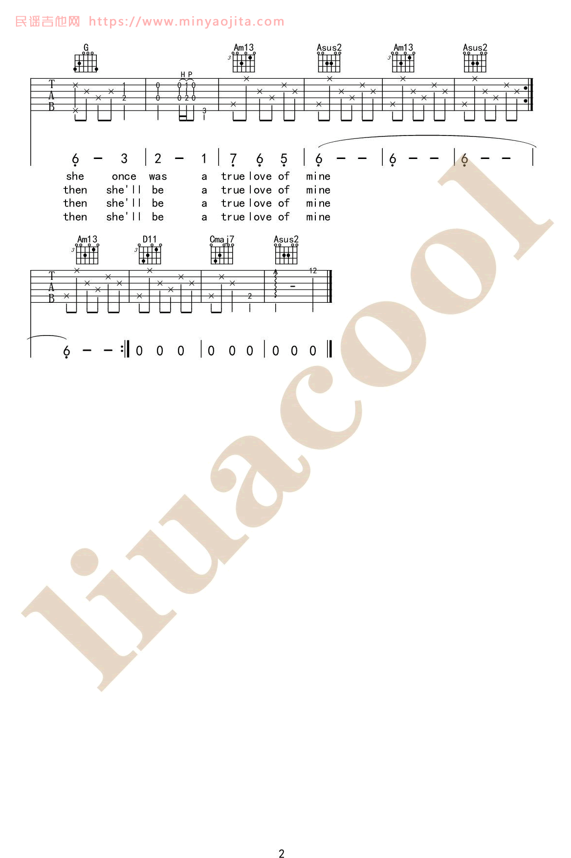 斯卡布罗集市吉他谱 C调六线谱_licacool编配_Scarborough Fair