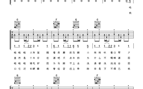 牛仔很忙吉他谱 C调扫弦版_阿潘音乐工场编配_周杰伦