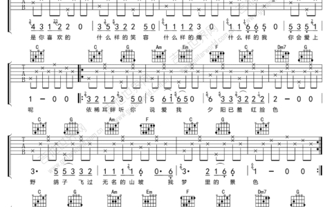 大宝吉他谱 C调精选版_吉他世界编配_烟把儿乐队