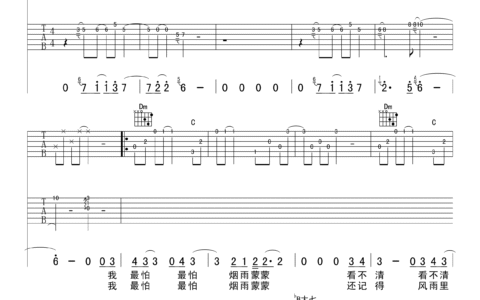 烟雨蒙蒙吉他谱 F调精选版_17吉他编配_古巨基